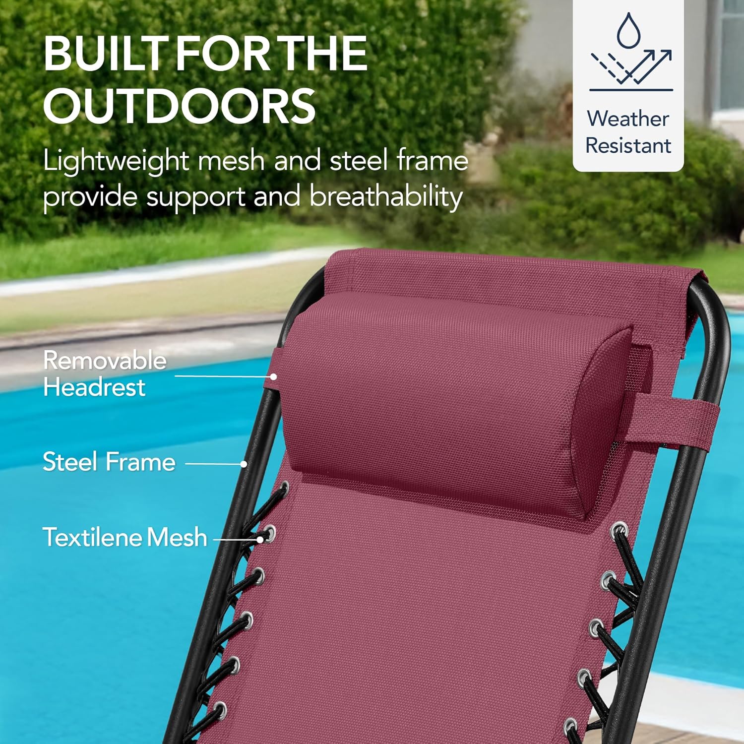 Arteva Living:  Outdoor Folding Rocking Chair, Zero Gravity Lounge Chair, Patio Rocker w/Headrest Pillow - Peacock Blue