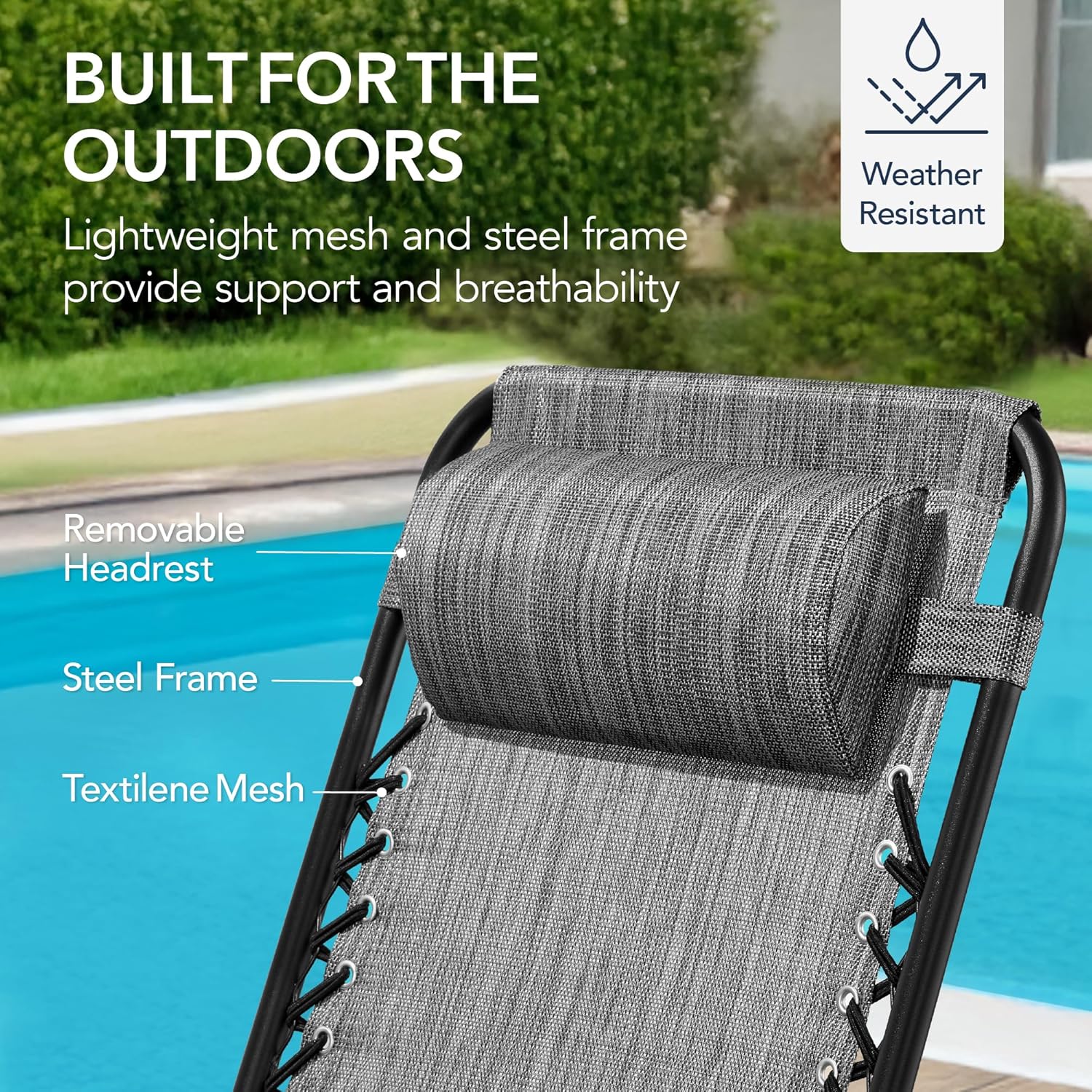 Arteva Living:  Outdoor Folding Rocking Chair, Zero Gravity Lounge Chair, Patio Rocker w/Headrest Pillow - Peacock Blue