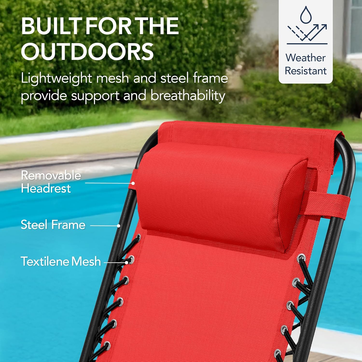 Arteva Living:  Outdoor Folding Rocking Chair, Zero Gravity Lounge Chair, Patio Rocker w/Headrest Pillow - Peacock Blue